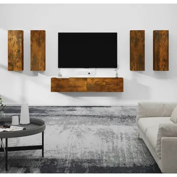 Obývací pokoj vidaXL 6dílný set TV skříněk kompozitní dřevo [3114342] Barva: kouřový dub