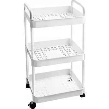 Koupelnový nábytek KUCHYŇSKÝ / KOUPELNOVÝ REGÁL NA KOLEČKÁCH - 3 POLICE - MOBILNÍ SKŘÍŇKA