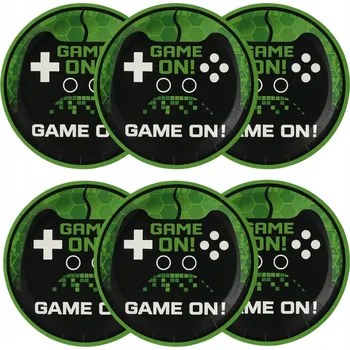 Talíř PAPÍROVÉ TALÍŘKY 18cm GAME ON 6 kusů GAMING
