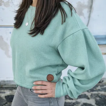 Dámská mikina Kulišárny Mikina dámská STRUCTURE WAFLE mint crop VELIKOST: 34