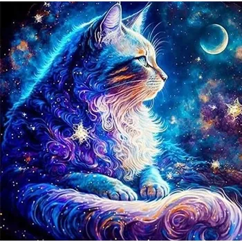 Obraz Diamantová mozaika Astrální kočka ve vesmíru 30x40 cm Kreativní diamanty