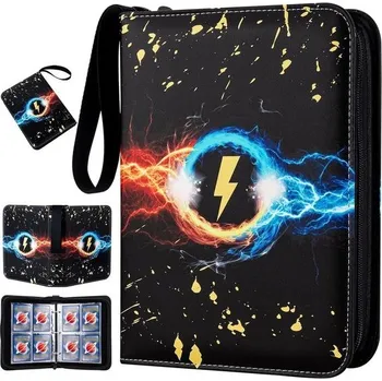 Album na sběratelské karty, 400 karet, 4 kapsy, 50 stran, vodotěsný pořadač z PU kůže na zip na