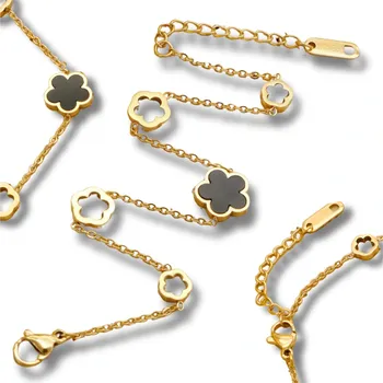 Náramek Camerazar Zlatá náramek z chirurgické oceli s černými prvky