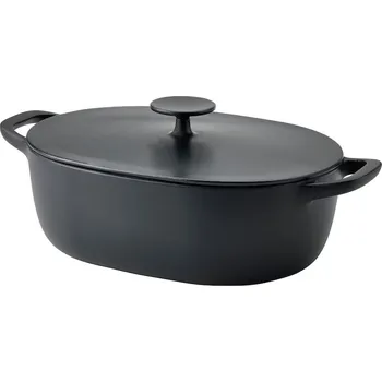 Hrnec IKEA VARDAGEN Rendlík s poklicí, oválný Hrnec z litiny, matná černá, 6,5 l