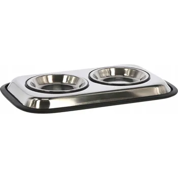 Miska pro psa Sada dvou stříbrných kovových misek 400 l