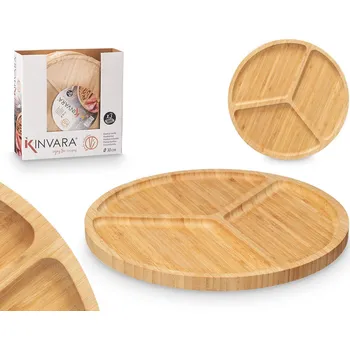 Talíř Taca bambusowa drewniana okrągła 30cm pro servírování, rozdělená na občerstvení