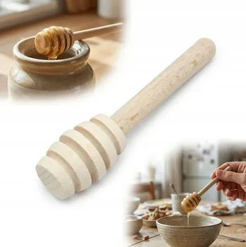 Naběračka Dřevěná lžíce na med, naběračka na med, 10 cm