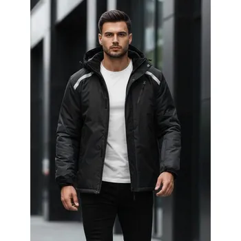 Pánská casual bunda Dstreet Zimní černá bunda s reflexními prvky