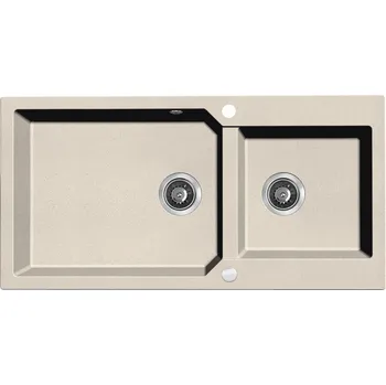 Kuchyňský dřez Laveo Dřez 2 komory Milos, granit - SPM_4209, béžový