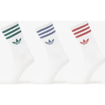 Pánské ponožky Ponožky adidas 3S Crew Socks 3-Pack White/ Preloved Ruby/ Prloin/ Cgreen XL