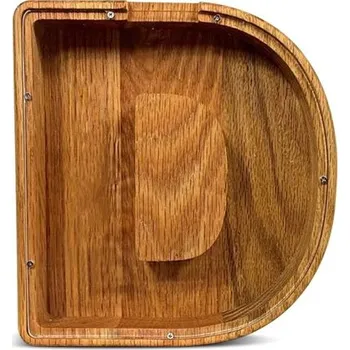 Trezor Dřevěná pokladnička 18 x 17 cm Průhledná úložná krabička na mince Tvar písmena D Dekorativní spořicí box