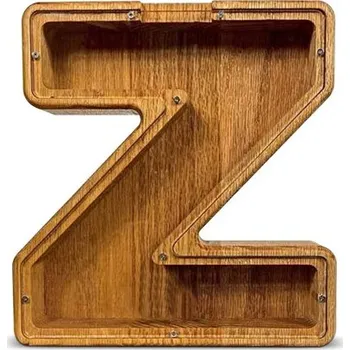 Trezor Dřevěná pokladnička písmeno Z 18 cm výška 2,8 cm šířka Průhledná plastová část Dekorativní spořicí pokladna