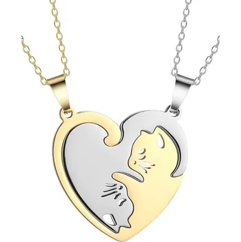 Náhrdelník Camerazar Přátelský náhrdelník z chirurgické oceli pro kočky BEST FRIENDS