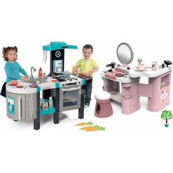 Dětská kuchyňka Set kosmetický stolek a kuchyňka s magickým bubláním My Beauty Center 3v1 Smoby a elektronický fén