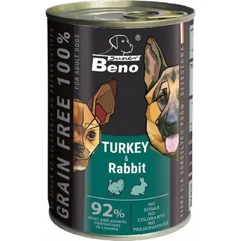 Krmivo pro kočku Super Beno bezobilné kousky krůta králičí kousky v omáčce 415g vlhké krmivo