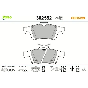 Brzdová destička Sada brzdových destiček, kotoučová brzda VALEO 302552