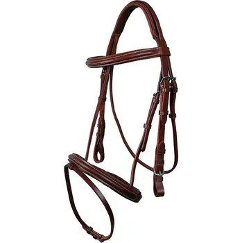 Věšák na sedlo a uzdečku QHP Uzdečka Luxury Stitched II. QHP, tmavě hnědá PONY