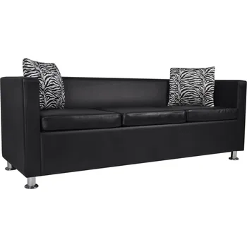 Pohovka 3místná pohovka umělá kůže černá - 8718475941583