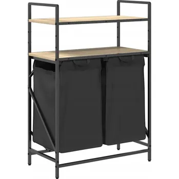 Koš na prádlo Koš na prádlo s výsuvnými taškami, černá/dub sonoma, 67x33x97 cm