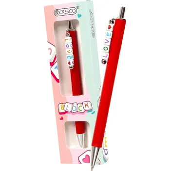 Pero kuličkové BLOCK Love s korálky - modrá náplň