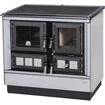 Sporák na tuhá paliva KVS Moravia Klaudie světle šedý levý, chromované doplňky, broušená plotna (VSP 9112.S482)