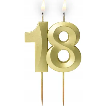 Dortová svíčka Narozeninová svíčka na tyčce '' Zlatá Satén - 18 '' / 1 kus