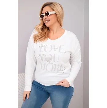 Dámská halenka Dámská blůza Plus Size s potiskem Love You More bílá UNI