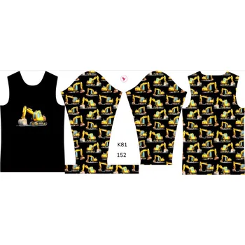 Panel na dětské termo tričko s dlouhým rukávem 152 bagry černé