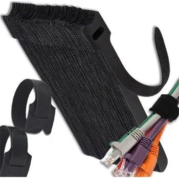 Stahovací páska Camerazar Stahovací páska na suchý zip pro upevnění vodičů, sada 100 kusů, černá, 12x150 mm