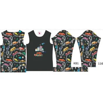 Panel na dětské termo tričko s dlouhým rukávem 116 barevná auta