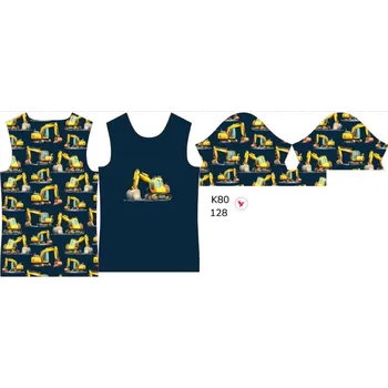 Panel na dětské funkční tričko s krátkým rukávem 128 bagry tmavě modré