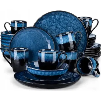 Sada nádobí Jídelní servis, tmavě modrá barva, talíře, misky, hrnky, sada nádobí, nádobí, 32 ks.