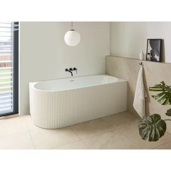 Vana Rohová vana pravostranná matná černá akrylátová 170 x 80 cm drážkovaná povrchová úprava moderní styl koupelna Beliani