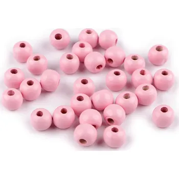 Korálek Dřevěné korálky Ø10 mm Balení: 20 g, Varianta: 31 růžová sv. - 8596475598446