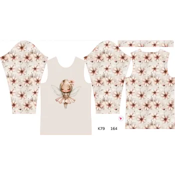 Panel na dětské funkční tričko s dlouhým rukávem 164 květinová víla