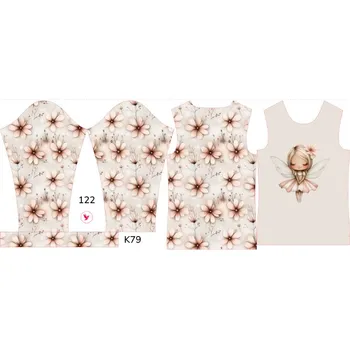 Panel na dětské funkční tričko s dlouhým rukávem 122 květinová víla