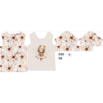 Panel na dětské funkční tričko s krátkým rukávem 98 květinová víla