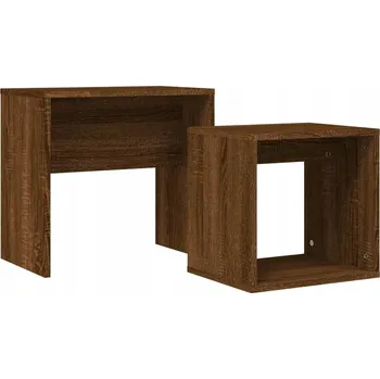 Konferenční stolek Skládací konferenční stolky hnědý dub 48x30x45 cm a 37x29x36 cm