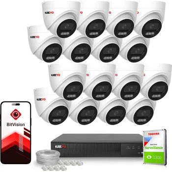 Bezpečnostní kamera Sada IP monitoringu KEEYO 16x LV-V-IP4M25DF-B 2K+ PoE IR 25m Audio Ai