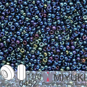 Korálek Korálky Miyuki Round 11/0. Barva 0452 Metallic Dark Blue Iris. Balení 5g