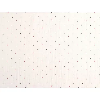 Mušelín / dvojitá gázovina puntíky METRÁŽ - Off White