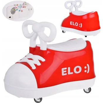 Dětské vozidlo Červený TRAMPEK Elo :) - ODRÁŽEDLO - super-otočná bota + hudba SP0813