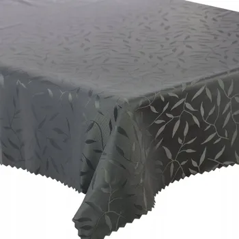 ubrus Skvrnitý ubrus na stůl Tmavě šedý Grafit Lístky 140 x 160 cm
