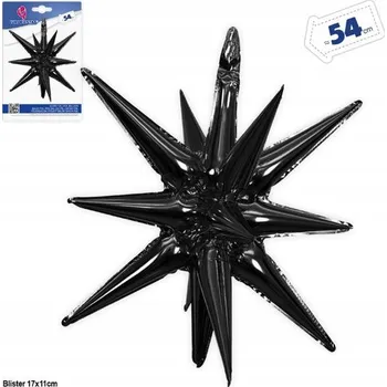 Balónek Ouda Party - černý balónek ve tvaru hvězdy s 12 hroty