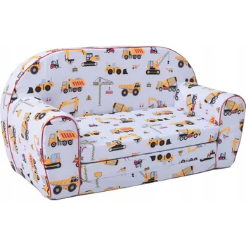 Pohovka Dětská rozkládací JUNIOR pohovka Stavební stroje - šedá