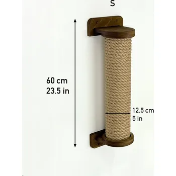 Škrabadlo sloup pro kočky silná juta velikost S 60 cm škrabadlo nástěnné Tmavý Dub
