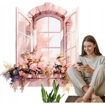 Samolepící dekorace Samolepka na zeď Samolepící do obývacího pokoje 76x80 cm Rustikální okno