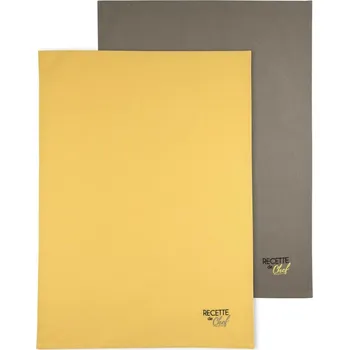 Utěrka Kuchyňské Utěrka DUO, sada 2 kusů, 50x70 cm, hořčicově šedohnědé bavlna