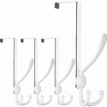 Věšák Věšák na oblečení s háčkem k zavěšení na dveře, neinvazivní, 4 ks, bílý