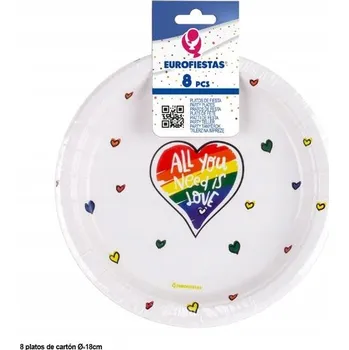Talíř Roztomilé papírové talířky na Valentýna - 8 kusů
